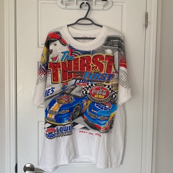 CHASE COCA COLA NASCAR 2004 THE THIRST FOR FIRST VINTAGE White AOP T Shirt in XL - Picture 10 of 12